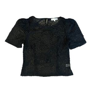 Pnina Semi Sheer Mesh Blouse Large Black Half Sleeves Formal